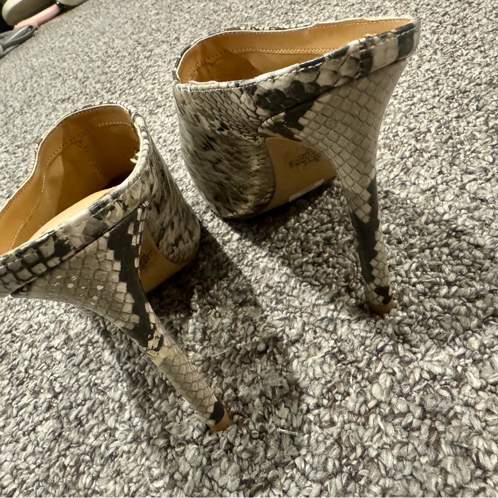 Express Metallic Snakeskin Pointed-Toe High Heel Mules - Picture 10 of 10